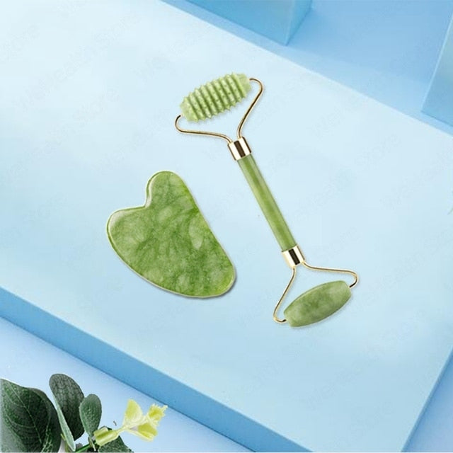 Natural Facial Massager Roller Jade Face Guache Scraper Neck Body Relaxation Slimming Gua Sha Board Beauty Thin Lift Skin Care